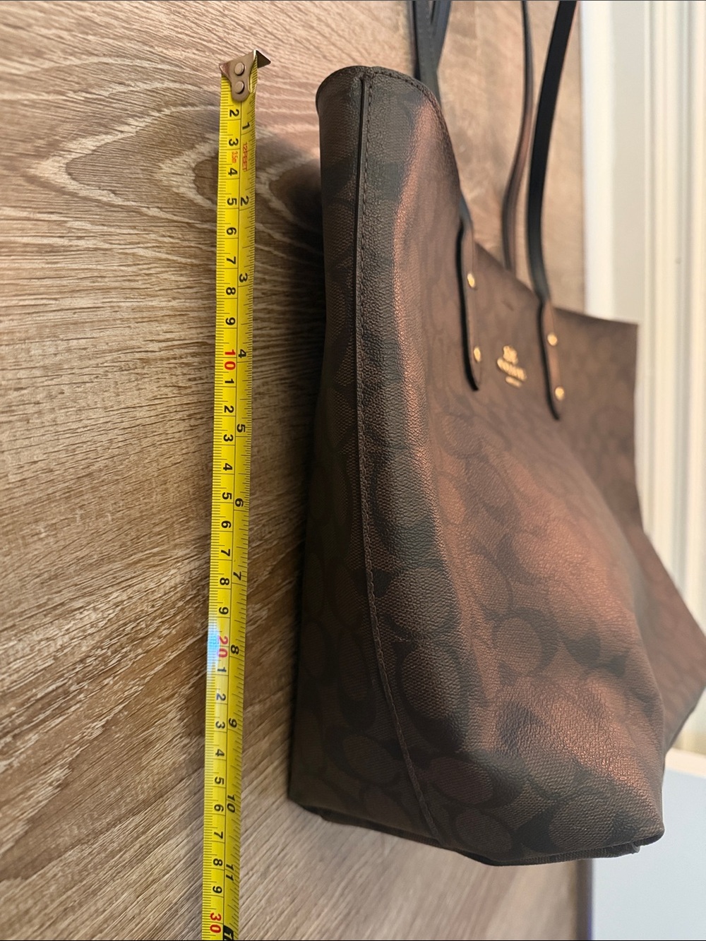 Coach Dark Brown Signature Canvas City Tote with Black Straps - Picture 11 of 11